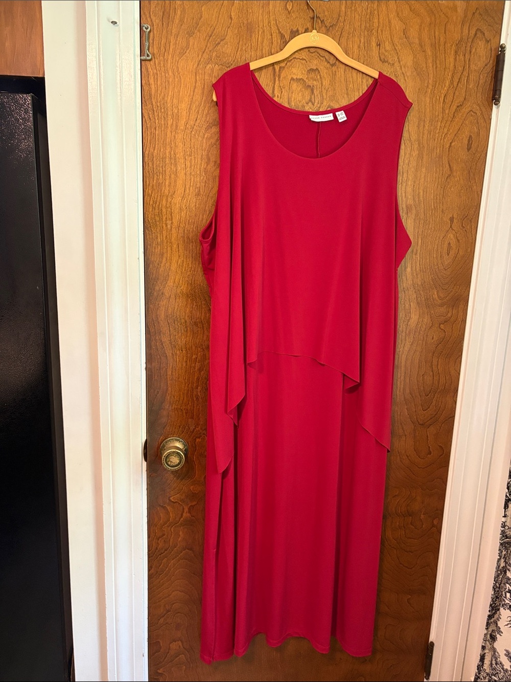 Susan Graver Sleeveless Layered Maxi Dress in Red